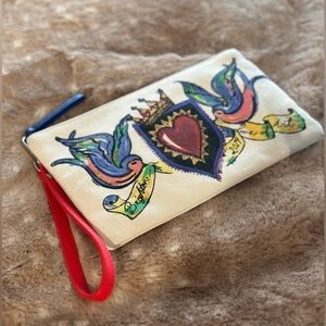 Brighton, Wristlet Colorful Canvas Clutch with Heart and Bird Design 2019